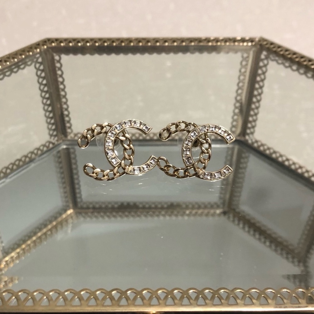 Authentic Chanel CC Crystals Earrings